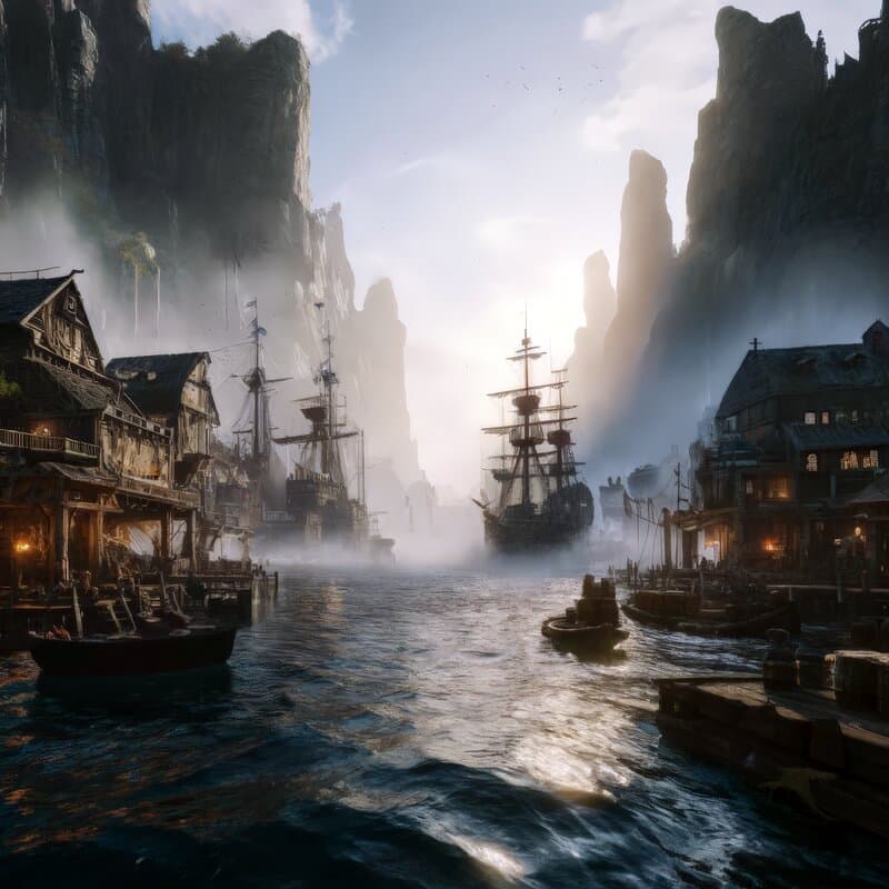 The Council Hall of Scuttle Cove — where thirteen captains decide the fate of the port