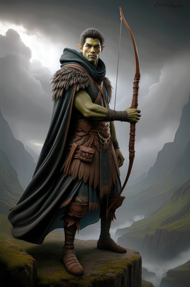 A Frostfang Clan warrior — half-orc of the northern wilds